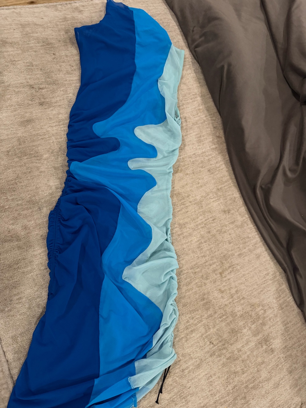 Womens Blue Ombre Tiered Chiffon Skirt